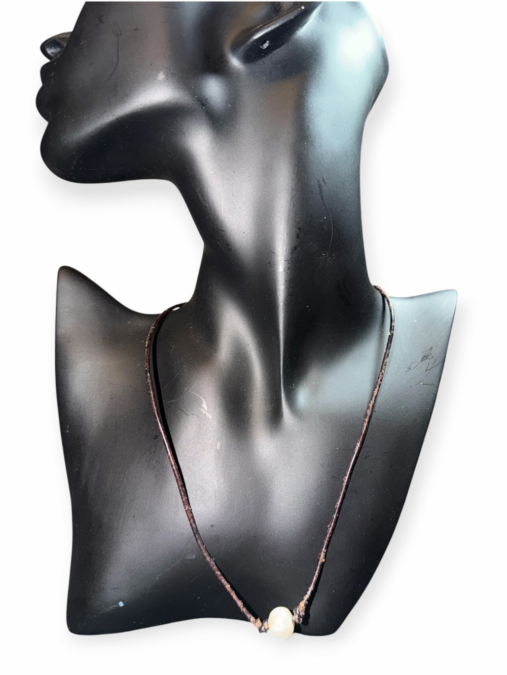 Minimalist Single Pearl Cord Choker Boho Beach Jewelry